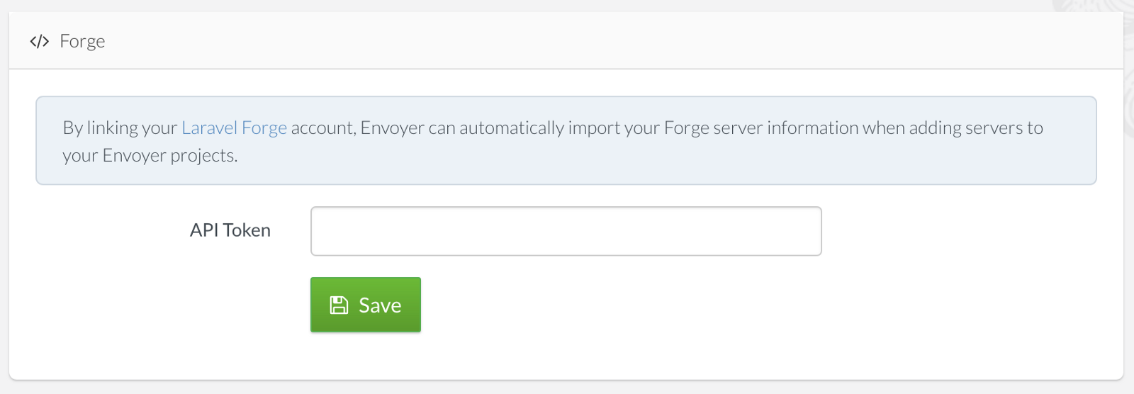 Link your Forge API token to Envoyer