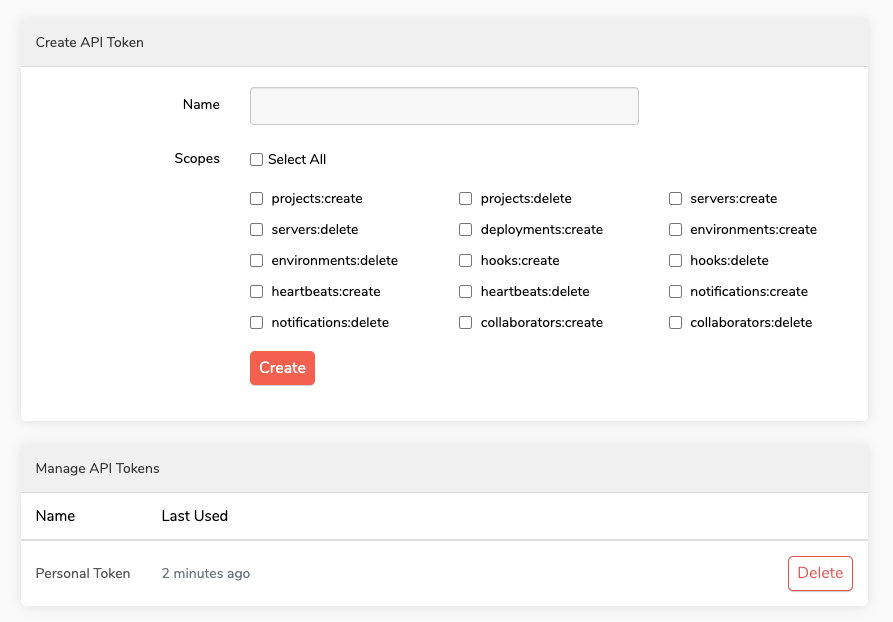 Creating an API Token in Envoyer