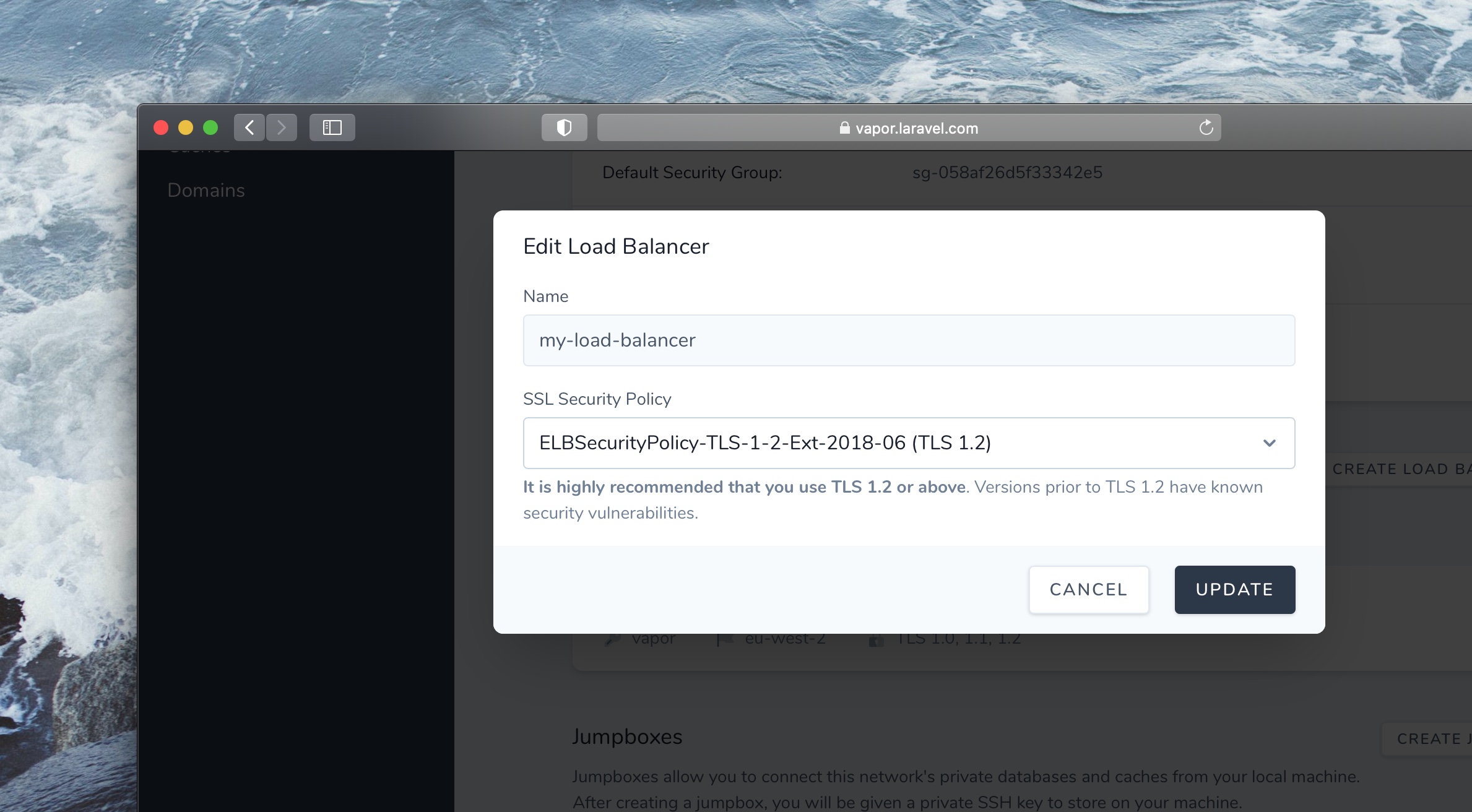Vapor: Load Balancer Security Policy Updates