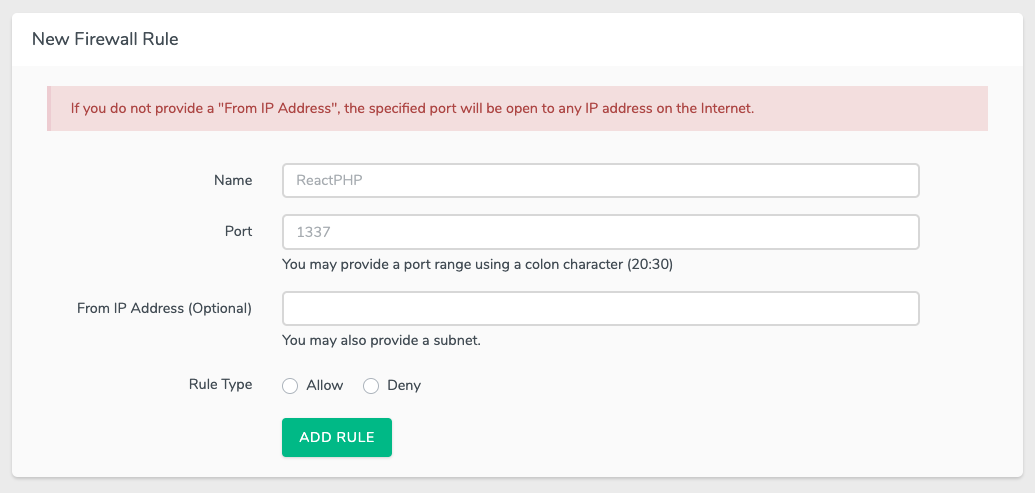 When creating a new rule, you can now select to "Allow" or "Deny" the request.